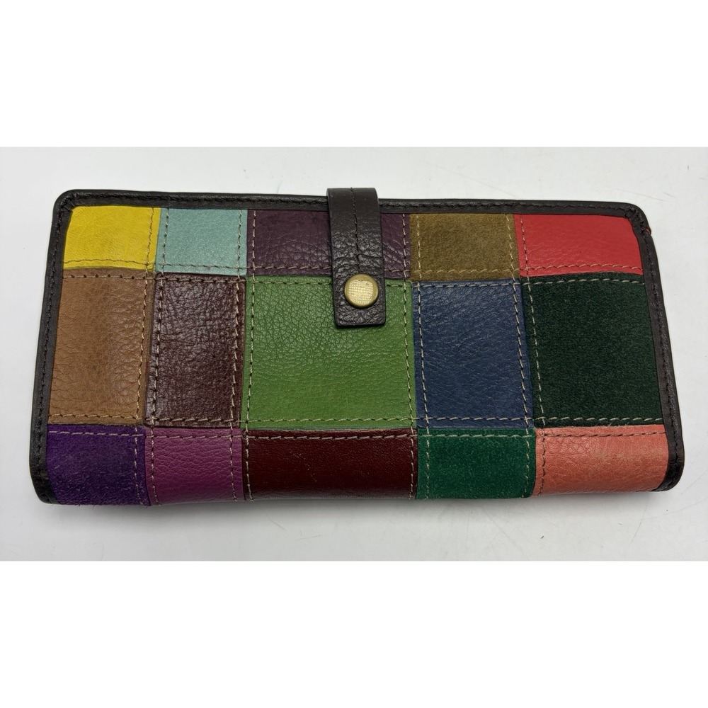 Wilsons Leather Patchwork Wallet Hippie Boho Retro